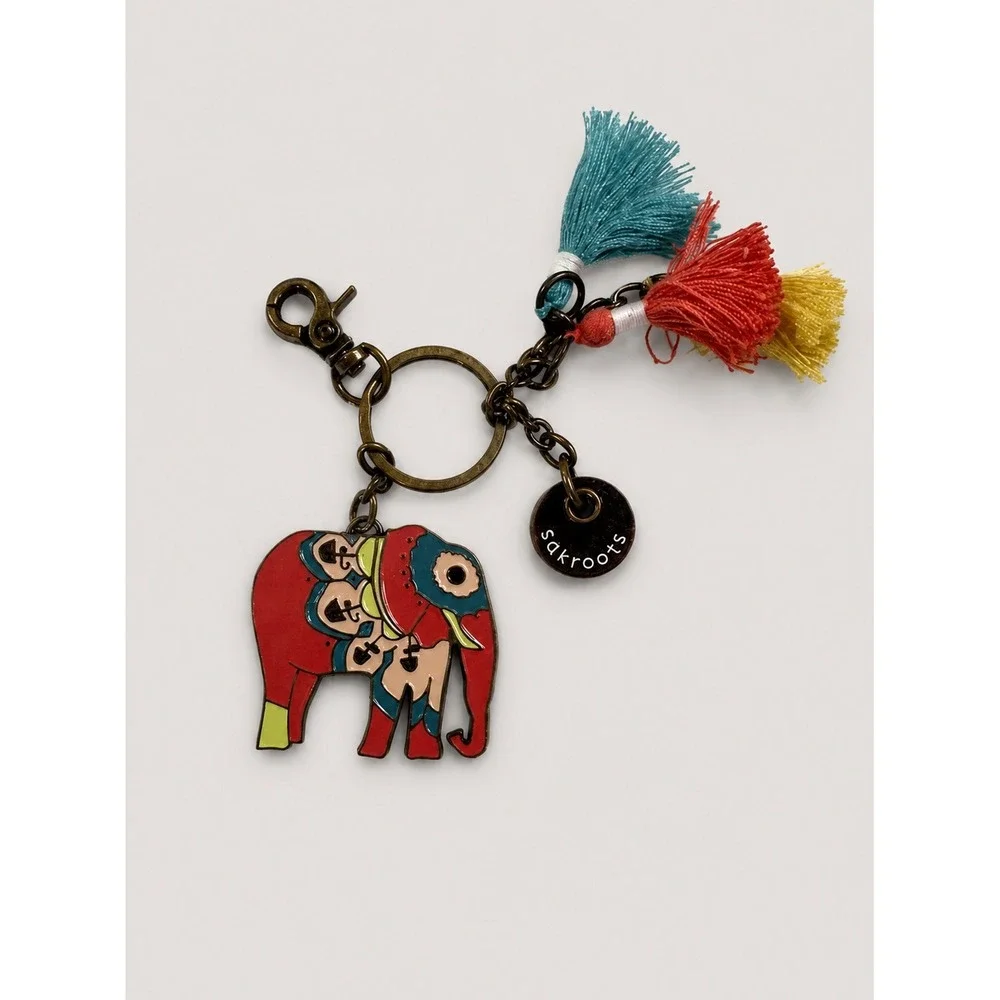 Sakroots Colorful Elephant Tassel Keychain Purse Bag Charm Boho